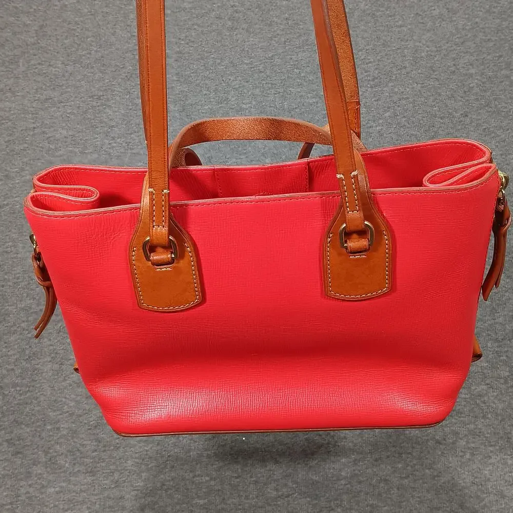 Dooney & Bourke Saffiano Leather Tote Bag Coral Pink Tassel Zip Pocket Wristlet